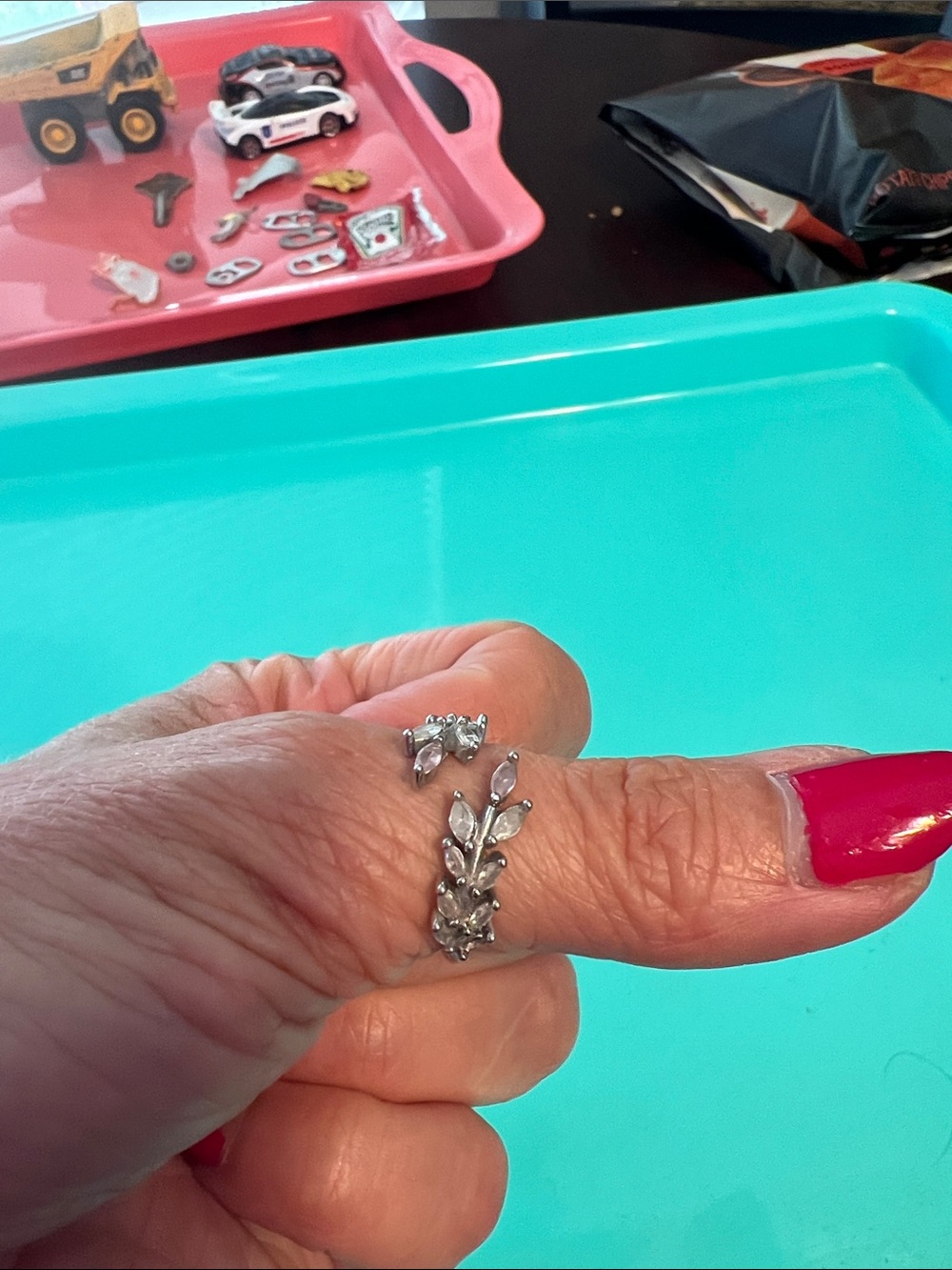 Silver Floral Leaf Open Ring - Women Jewelry